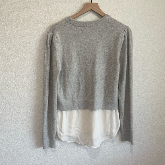 Veronica Beard Womens Small Jenson Layered Hem Cashmere Sweater Grey Minimalist - Picture 3 of 12